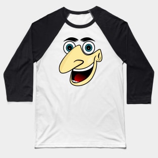 Excited Funny Face Cartoon Emoji Baseball T-Shirt